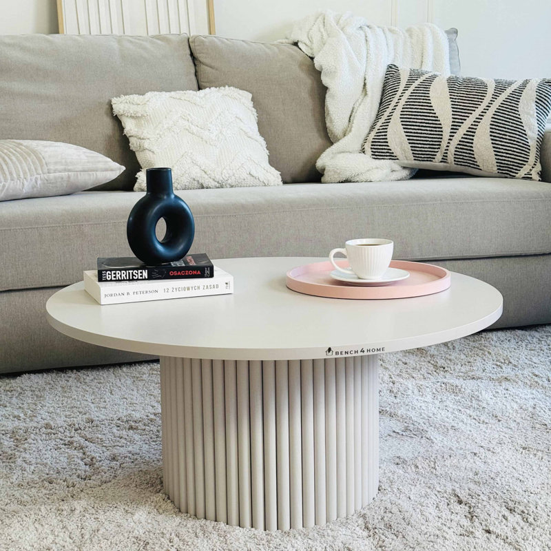 Drum Coffee Table, Cream, 35cm H x 59cm L x 59cm W