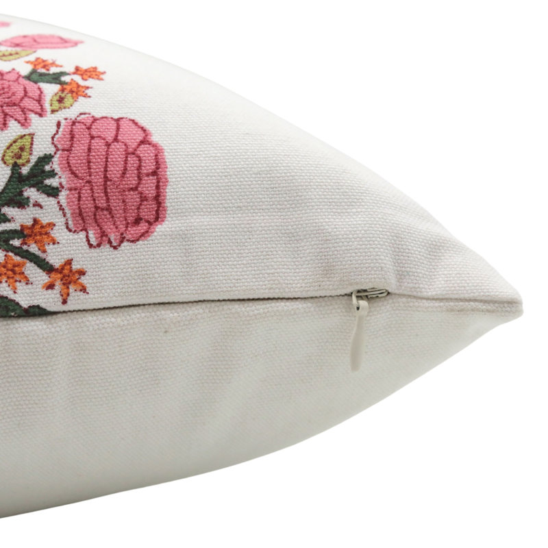 Housse de coussin réversible en coton Floral, Carré, H 18 po x l 18 po