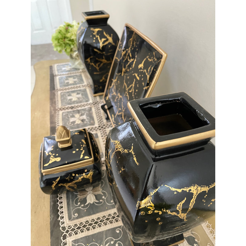 Fearson Handmade Ceramic / Porcelain Table Vase, Black