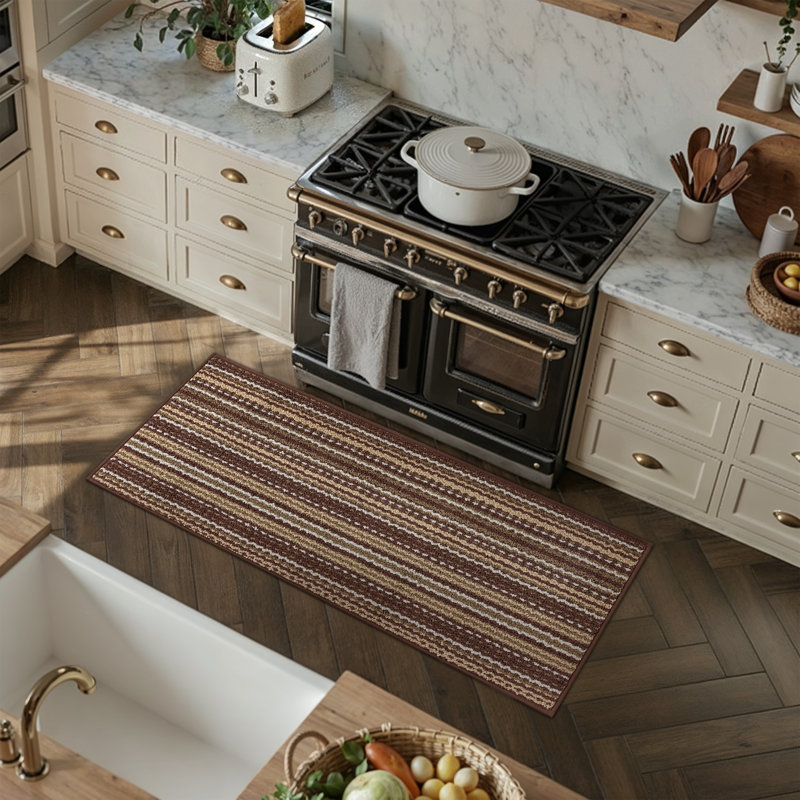 Machine Washable Non-Slip Anti-Fatigue Textured Kitchen Mat, Multicolor, Runner 1'5" x 3'11" 