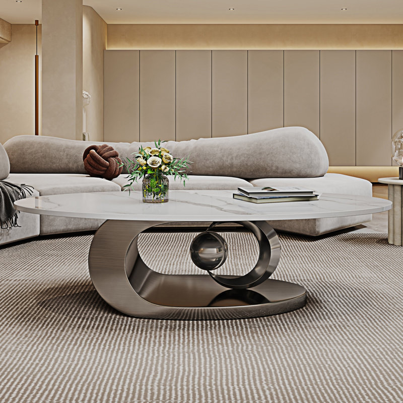 Table basse en faux marbre, Gris