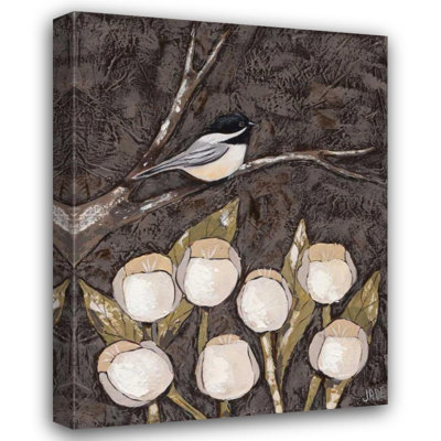 «Red Barrel Studio® Reynolds, Jade», art sur toile tendue: Mésange et tulipes I