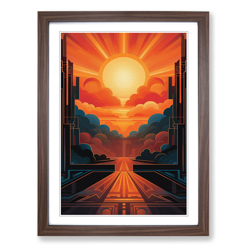 Single Picture Frame Print on Wood, Walnut Framed, 34cm H x 25cm W