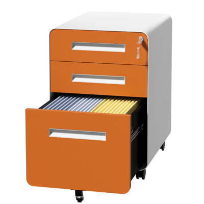 3 Drawer Metal Mobile File Cabinet with Lock