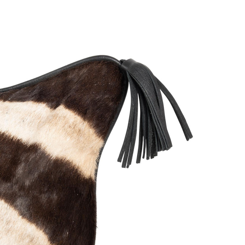 Hide Quarter-Panel Pillow with Leather Trim