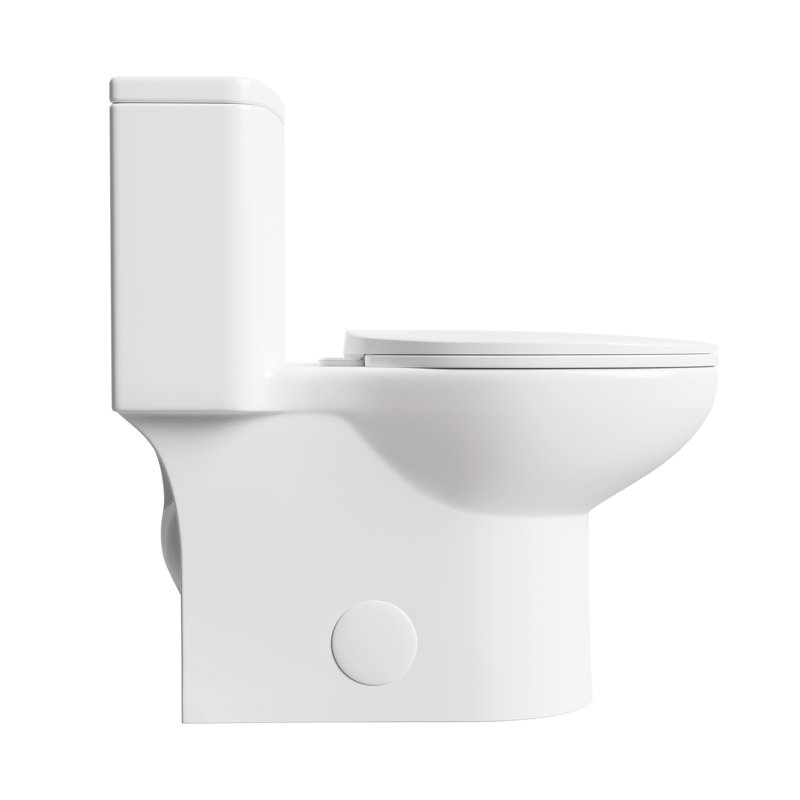 Toilette allongée une pièce de 17,3 po de hauteur confortable, chasse d'eau 1,1 / 1,6 siphon avec MaP 1000 g, siège à fermeture en douceur et à dégagement rapide inclus, blanc brillant