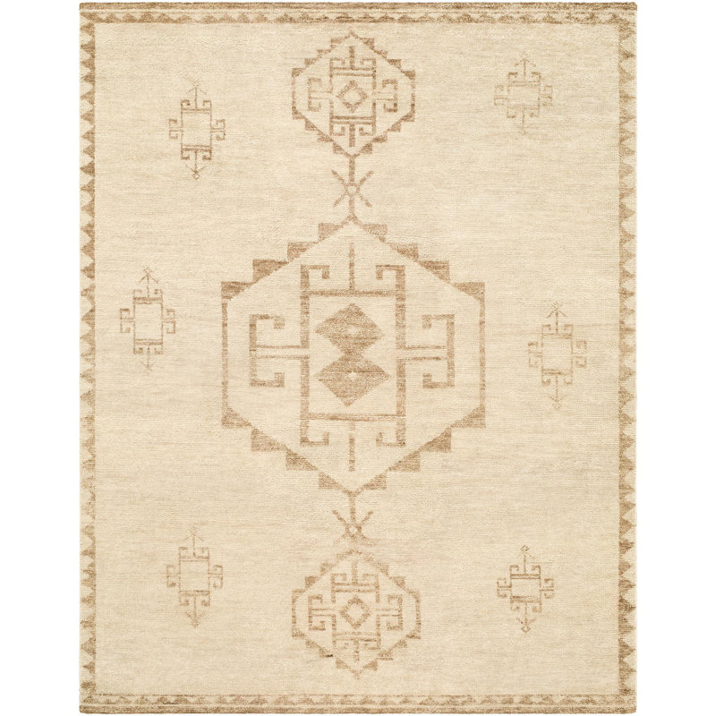 Alara Handmade Wool Area Rug, Beige, Rectangle 10' x 14'