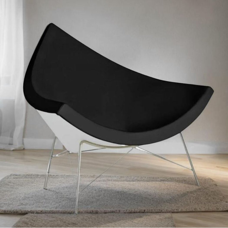  Modern Faux Leather Accent Chair with Polished Steel Legs – Lounge Seating for Living Room or Office