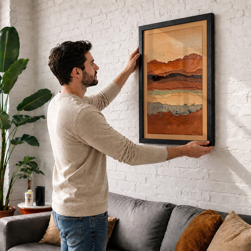 Earth Strata Abstract - Framed Print, A4 - 29.7 x 21.0 cm, Oak