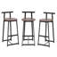 Ensemble de tabourets de bar 3 pièces en MDF et en acier à finition brune pour comptoirs de cuisine, conception moderne sans accoudoirs, siège d'une hauteur de 27 pouces