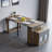 Modern Extendable Dining Table Rectangle Sideboard With Storage In Walnut & Gray