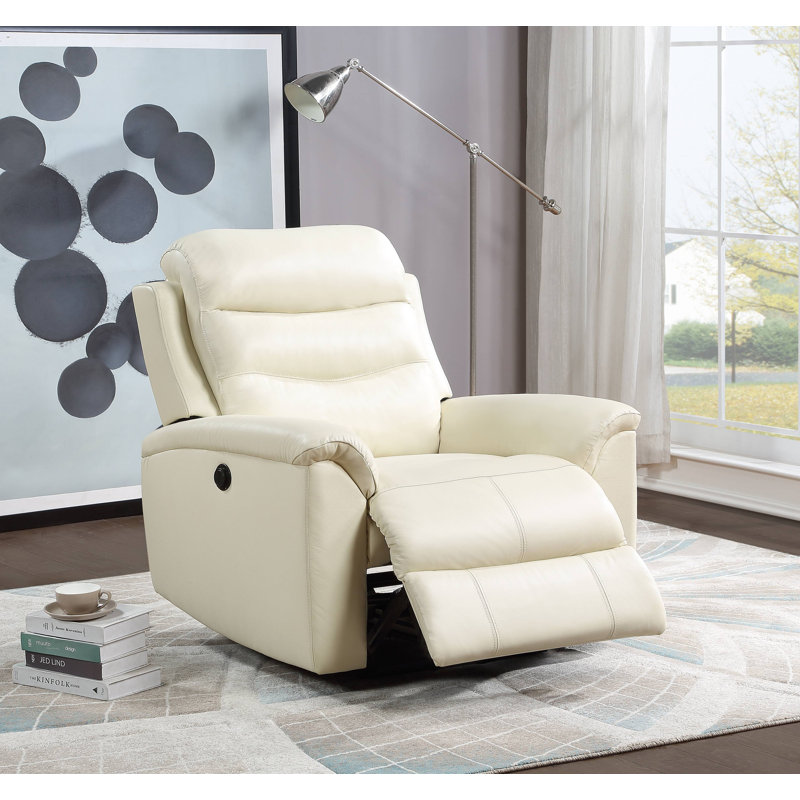 Fauteuil inclinable standard en cuir véritable à dégagement zéro de 34,4 po Merryman, Beige