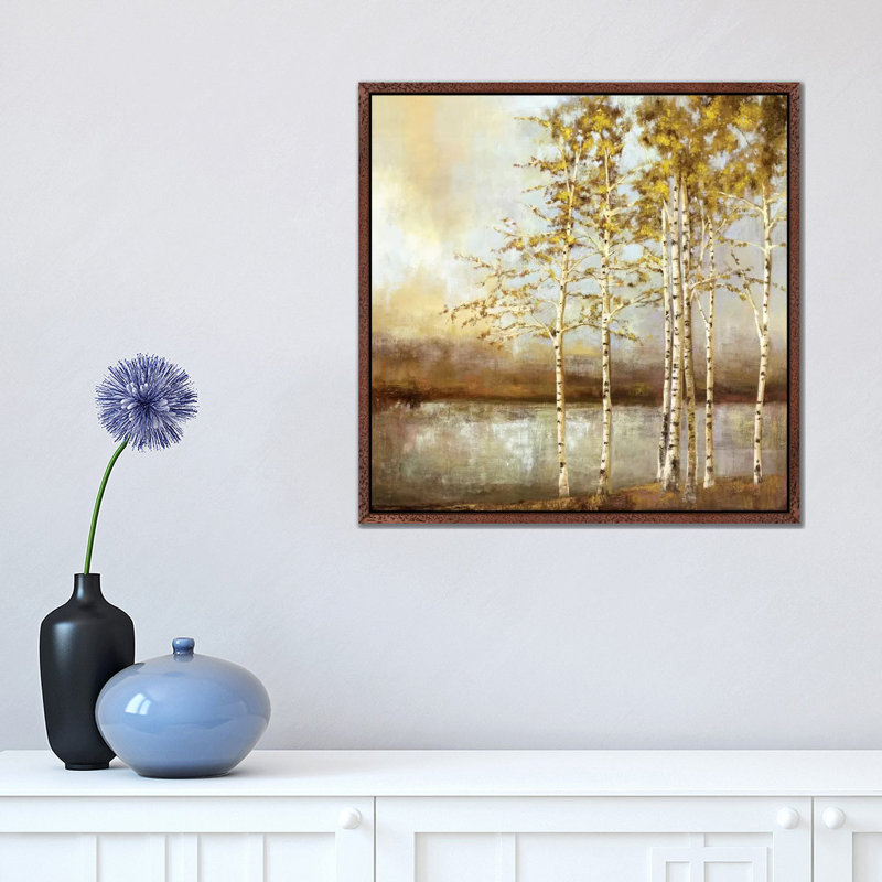 Swaying Together by Allison Pearce - Painting on Canvas, Classic Brown Wood Framed Canvas, 45.72 cm H x 45.72 cm W