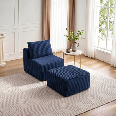 Pouf sans accoudoirs et chaise longue de style foyer, fauteuil en mousse de style milieu du siècle