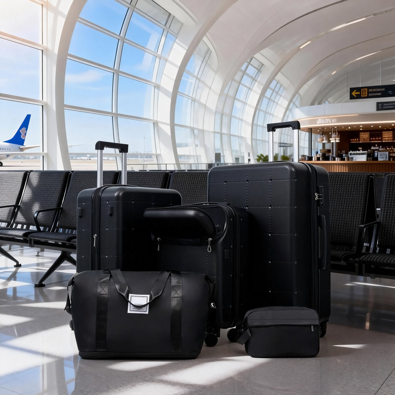 Ensemble de 5 valises avec sacs Hardside, Noir