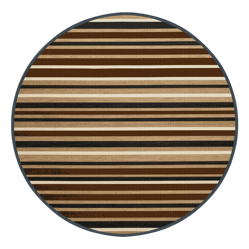 Washable Cognac Light Beige Striped Area Rug, Runner 2' x 4'