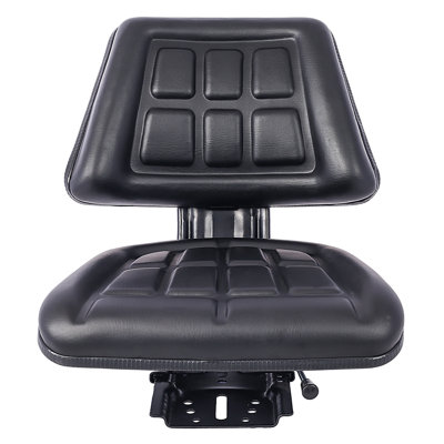 Black Tractor Seat with Backrest and Slide Track, Steel Frame with PVC Cushion