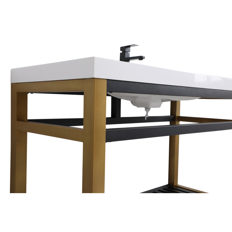 Ensemble de meuble-lavabo simple 48 po Raya, Noir doré