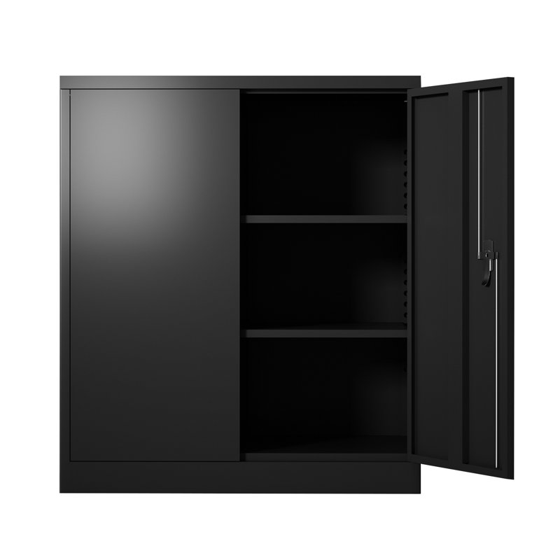 Armoire en acier robuste VERIPCO, armoire de rangement en métal noir avec système de verrouillage verrouillable à 3 points et tablettes réglables, prête à assembler pour la cuisine, le bureau et la maison