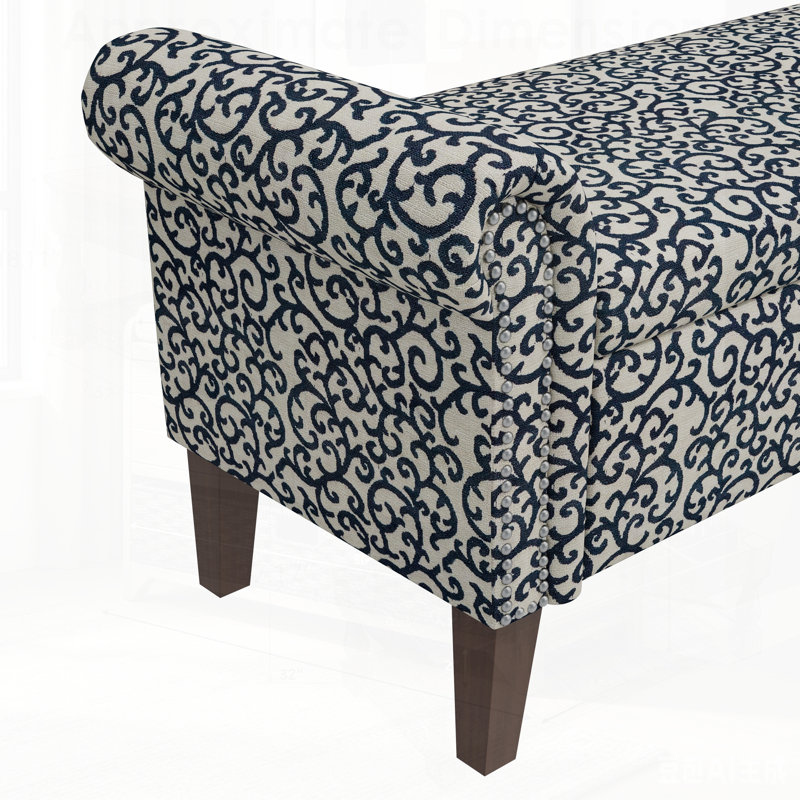 Banc de rangement à accoudoirs roulés Wallen Traditional