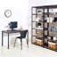 Bureau d'ordinateur contemporain Harry, métal noir et gris rustique-876450289