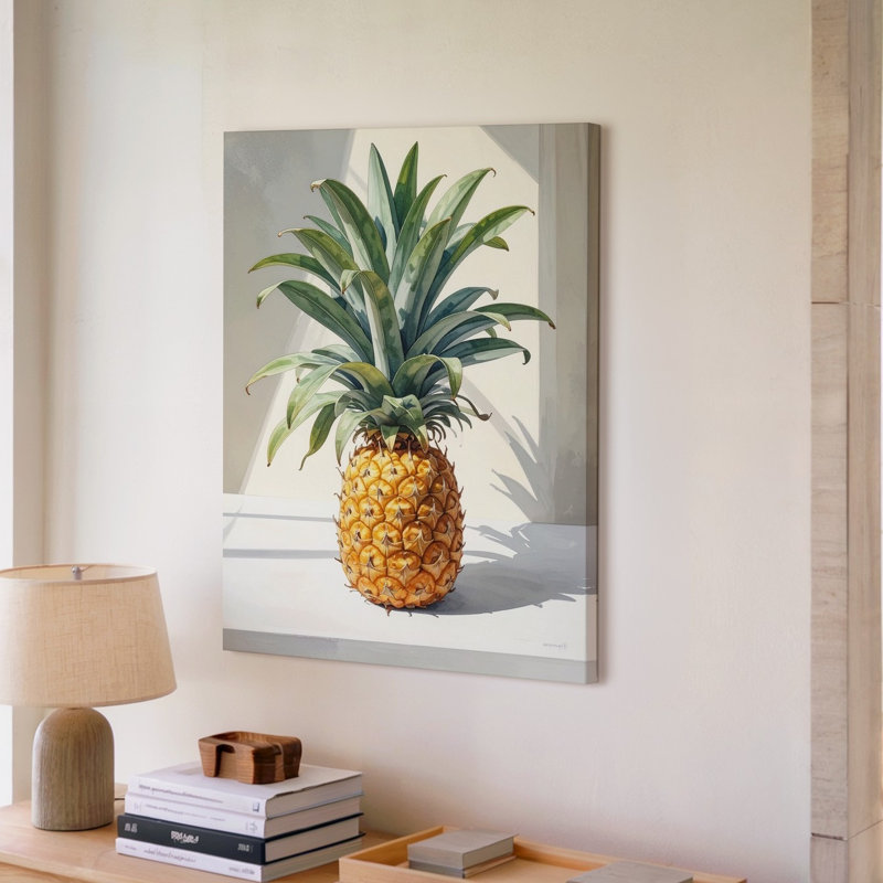 Art mural réaliste ananas sur toile, H 20 po x l 20 po