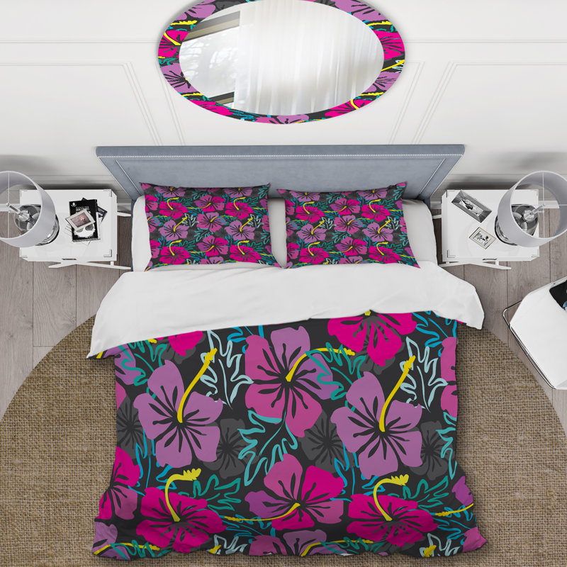 Ensemble de housse de couette en microfibre rose, Housse de couette pour très grand lit et 2 très