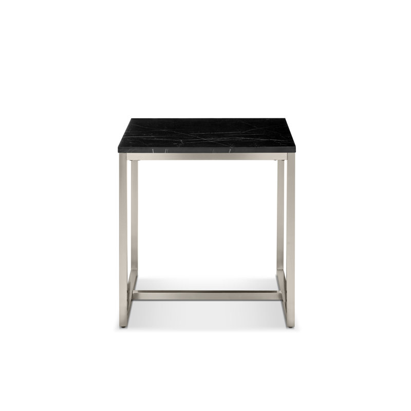 Rectangular End Table, White Top/Black Base