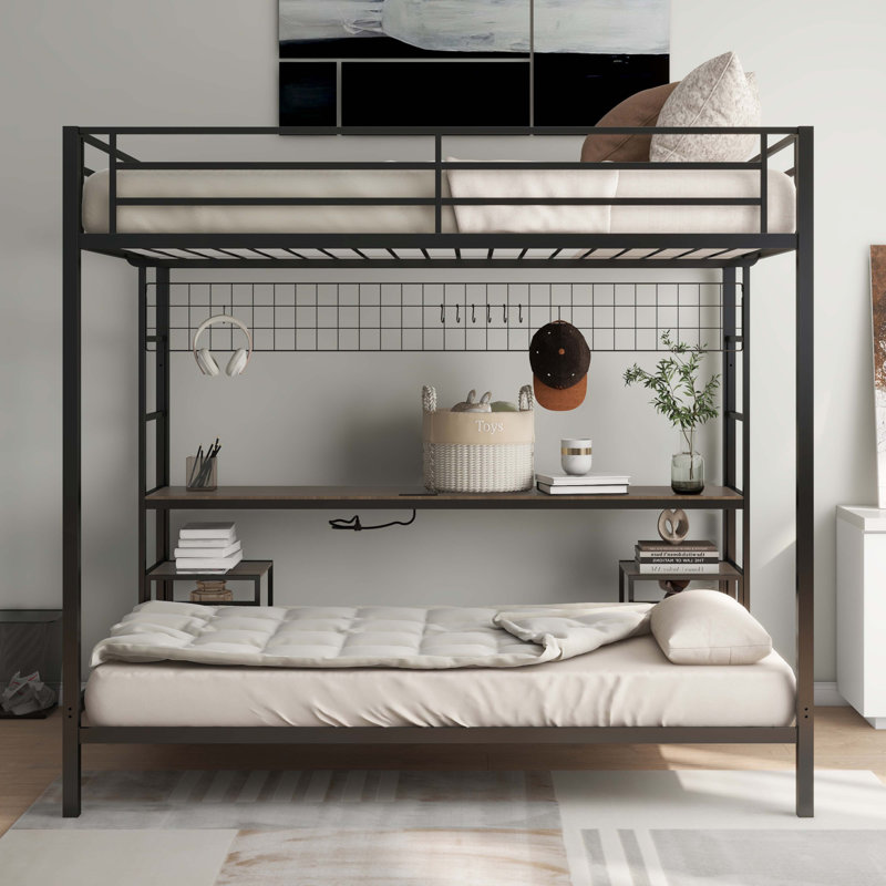 Full Over Twin Bunk Bed With Desk And Charging Station