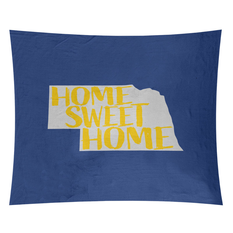 Tapisserie Home Sweet Nebraska, H 27,5 po x l 37,5 po, Bleu / jaune