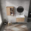 Meuble-lavabo mural avec lavabo et armoire latérale, 2 armoires combinées-1162655127