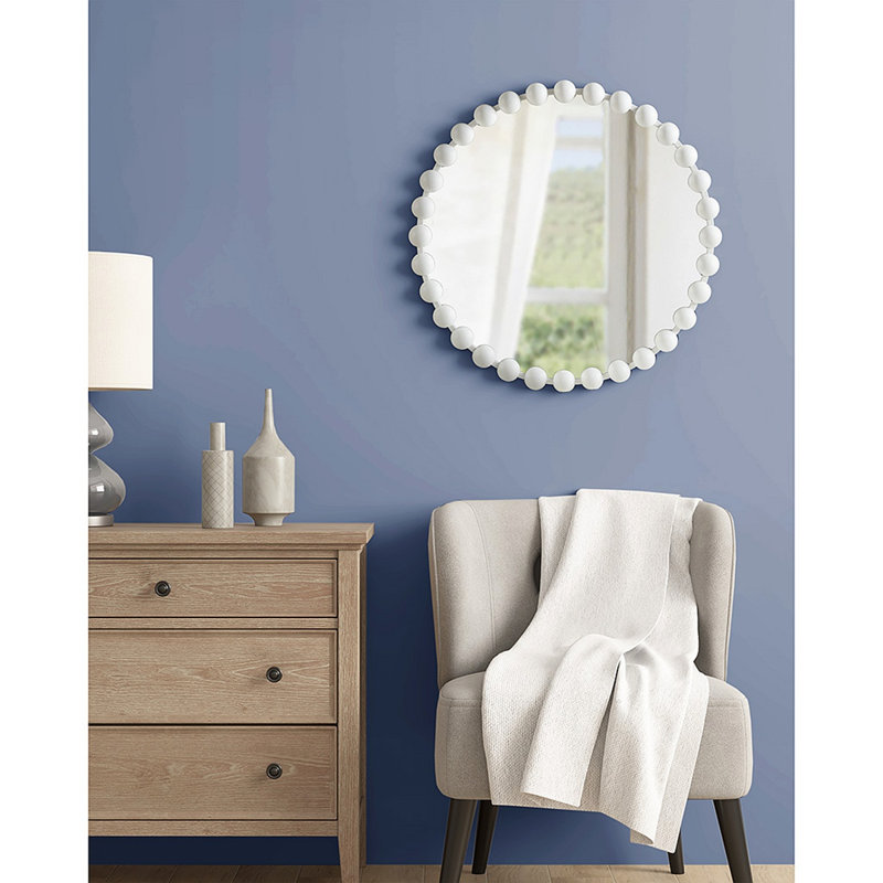 Miroir mural perlé 27 po, Blanc