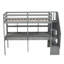 Structure de lit mezzanine avec escalier de rangement, double bureau et tablettes-783489328