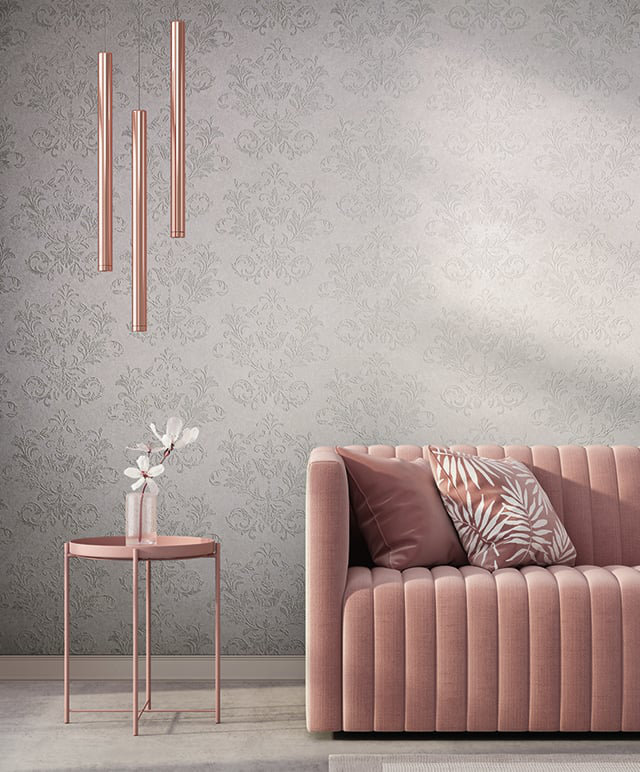 Hotel Damask Glitter Design Wallpaper Roll, Gold