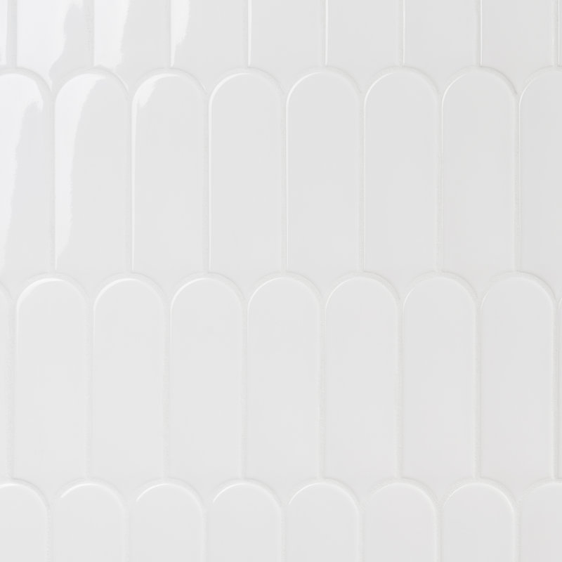 Airy 2.83 in. x 7.67 in. Polished Ceramic Fishscale Wall Tile (5.15 Sq. Ft. / Case), White