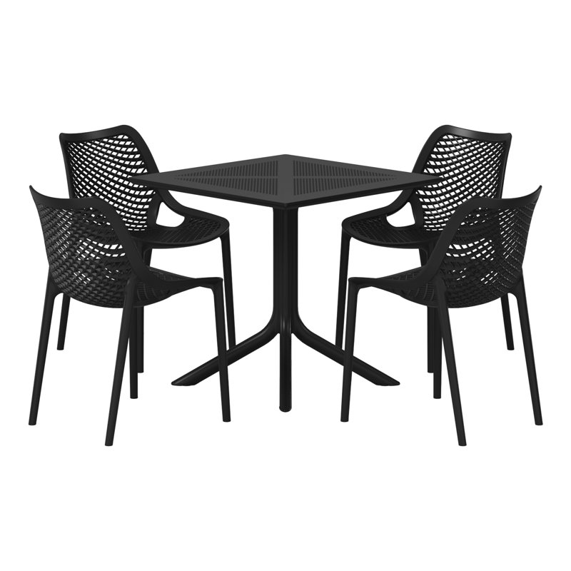Ensemble repas carré pour 4 personnes, Noir