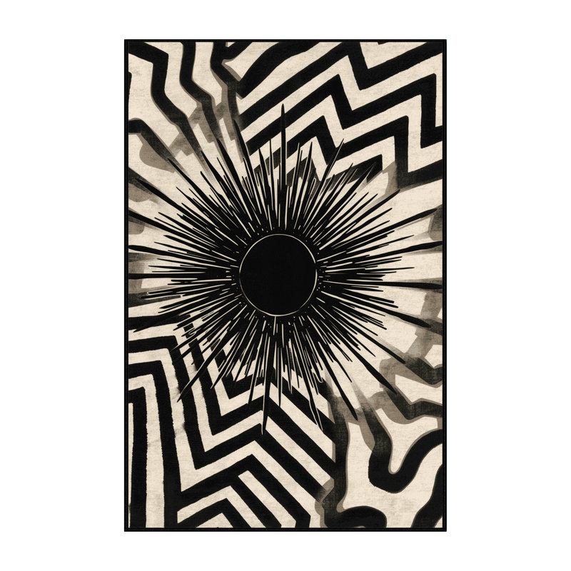 Tapis gris moelleux moelleux Adriel Porcupine Mid-Century Starburst, 2 x 5