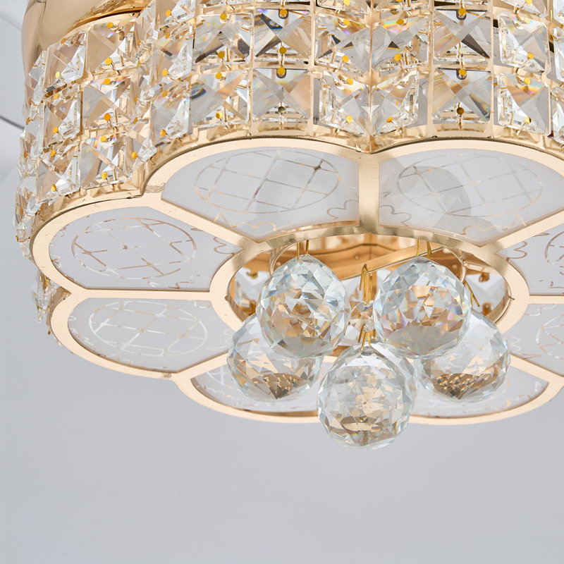 30" Rgb Chandelier Fan Fandelier, Gold
