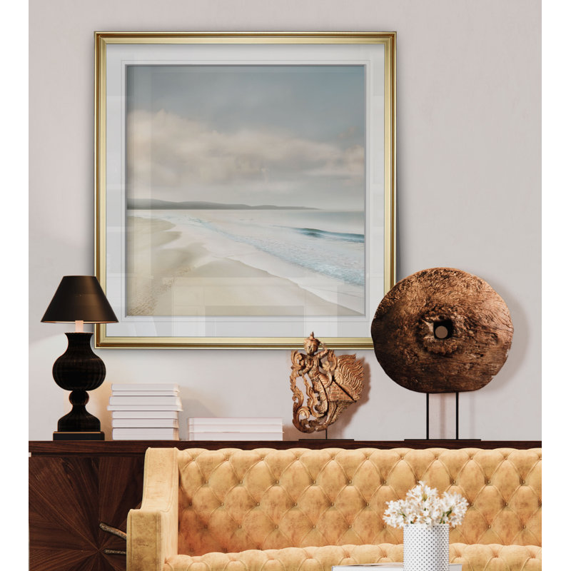 " Cloud Coast ", 27" H x 27" W, Framed Print, Gold