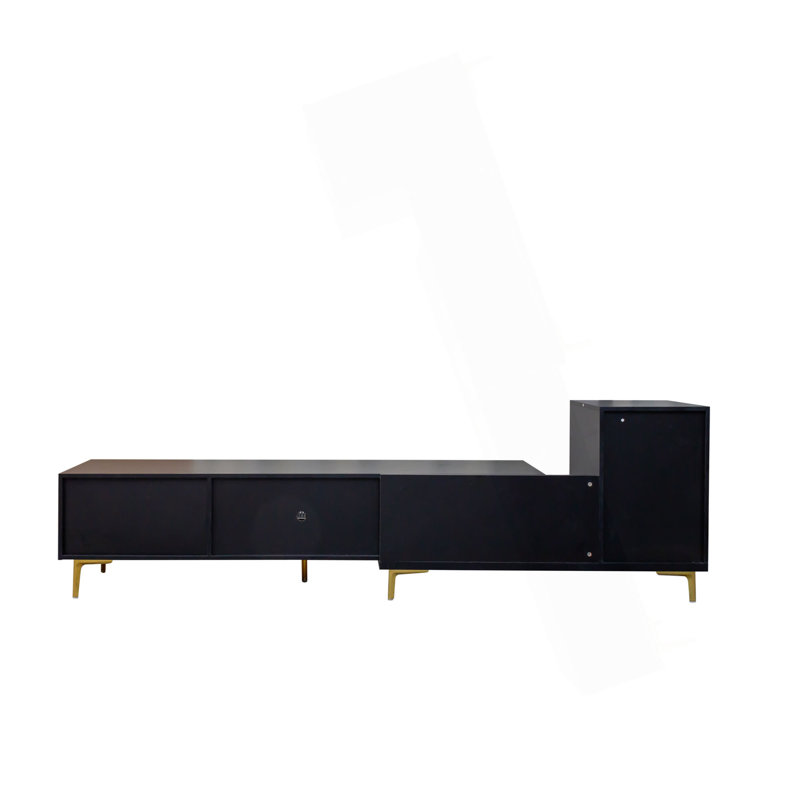 Wood Extendable TV Stand Rectangle Entertainment Center,Media TV Console For Living Room Bedroom, Black