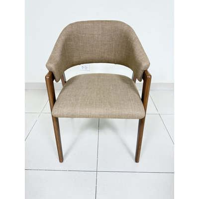 Fauteuil moderne minimaliste en lin, pieds en bois massif