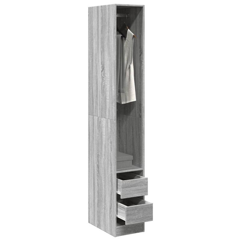 Aseante Manufactured Wood Wardrobe, Grey Sonoma, 30 x 50 x 200 cm