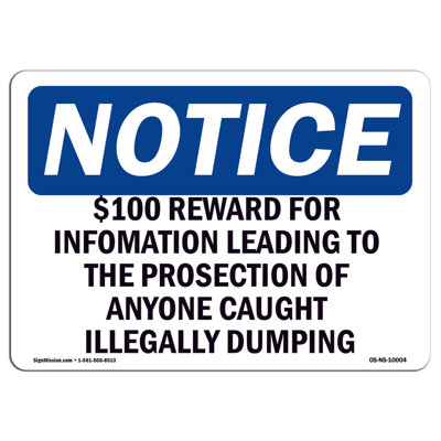 $100 Reward for Information Leading to the Sign