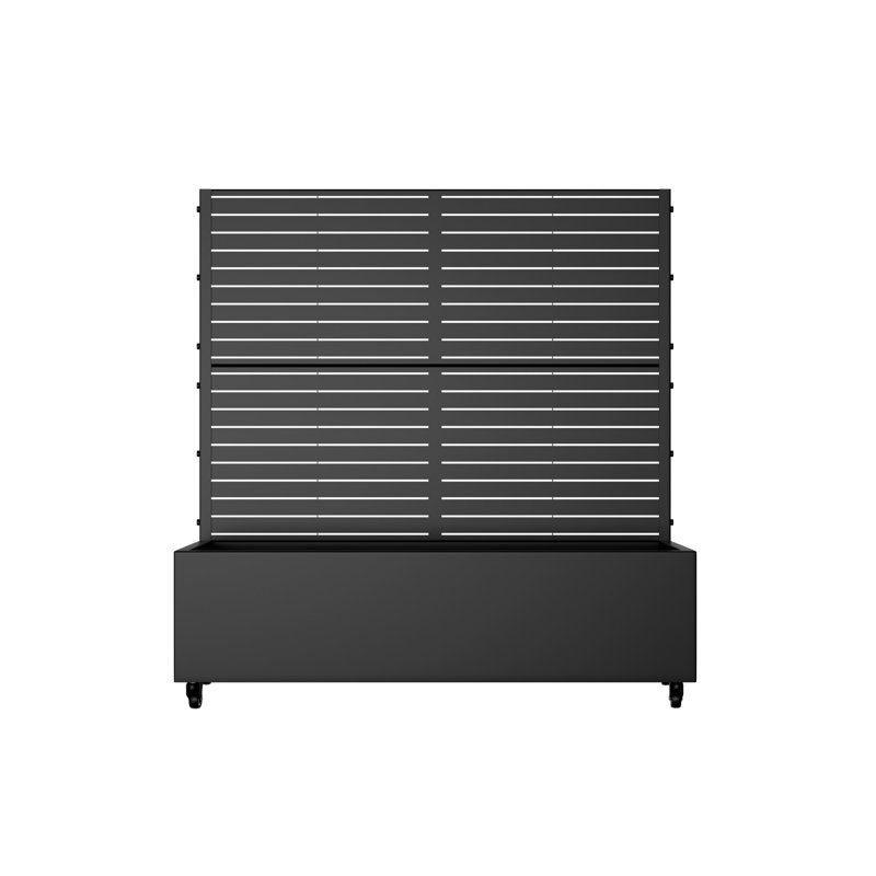 4 ft. H x 4 ft. W Metal Planter Box privacy screen Garden Bed with Trellis and Wheels - Black