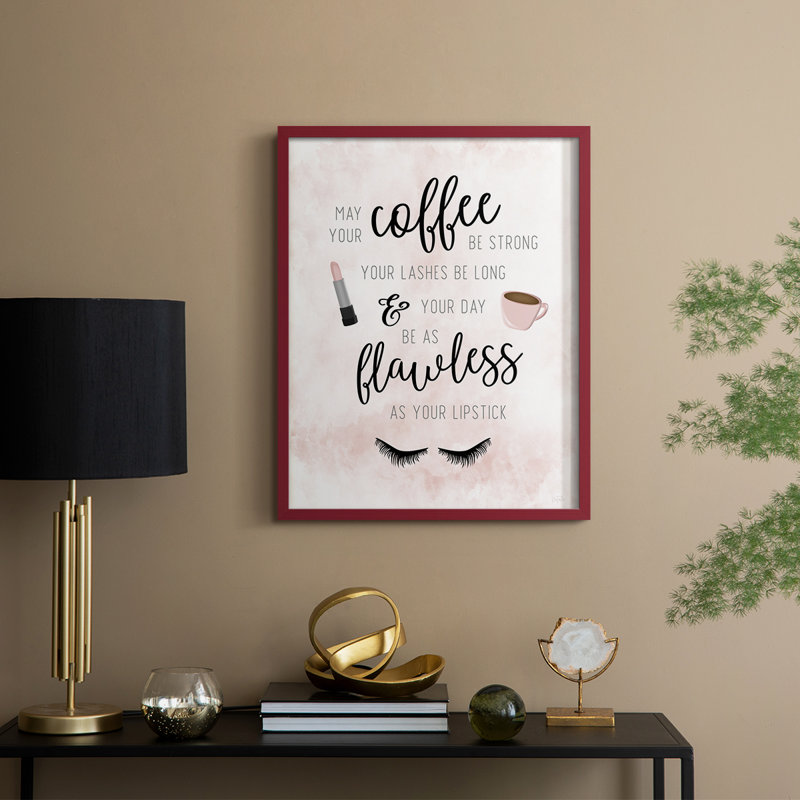 «May Your Coffee Be Strong», reproduction encadrée - bois massif, H 11 po x l 9 po, Rouge