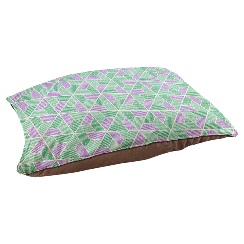 Coussin pour chien Byrge Trapezoids, Grand (l 40 po x P 30 po x H 32,5 po), Mauve clair / vert foncé