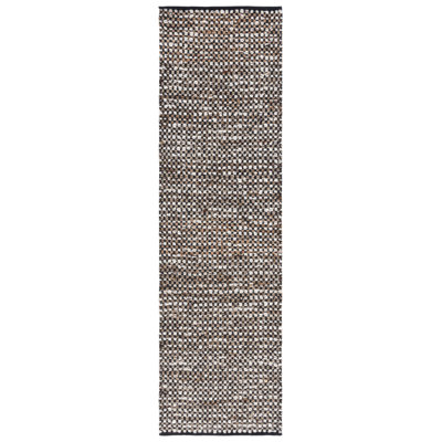 Tapis géométrique tissé à plat à la main Gabino en noir / ivoire