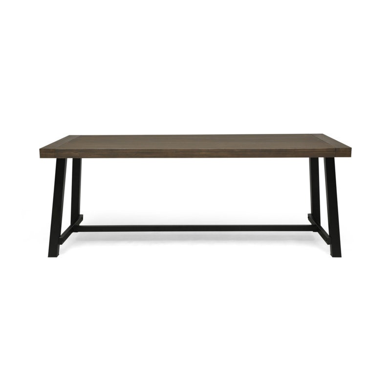 Outdoor Acacia Wood Dining Table,Grey/Rustic Metal, Natural