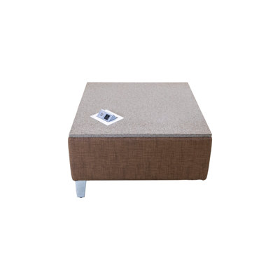 AmTab - SoftSeatingAttachedTable-05-EC - Soft Seating Table - Attached Coupling Corner End Table with 1 Leg - Solid Surface Top - 26.5"W x 26.5"L x 15.5"H