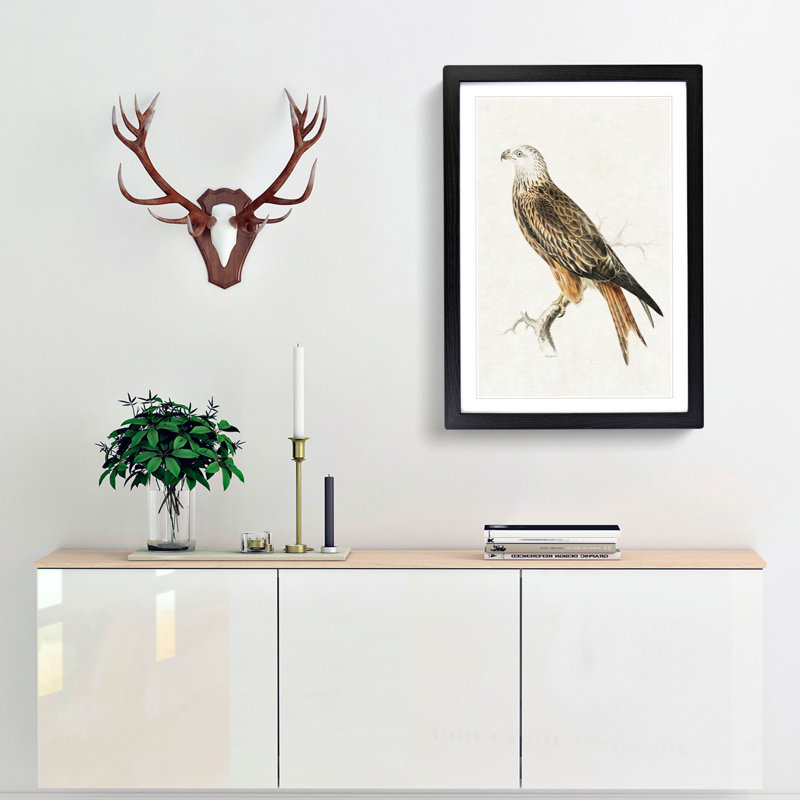 Red Kite by Von Wright - Picture Frame Painting Print, Black Framed, 87cm H x 62cm W x 2cm D